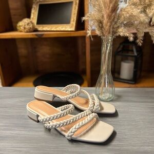 Elegant Cream Braided Women's Sandals